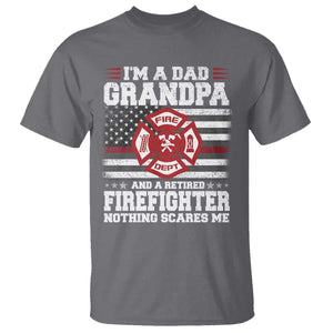 Retired Firefighter Grandpa T Shirt Retro American Flag TS10 Charcoal Print Your Wear