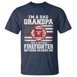 Retired Firefighter Grandpa T Shirt Retro American Flag TS10 Navy Print Your Wear