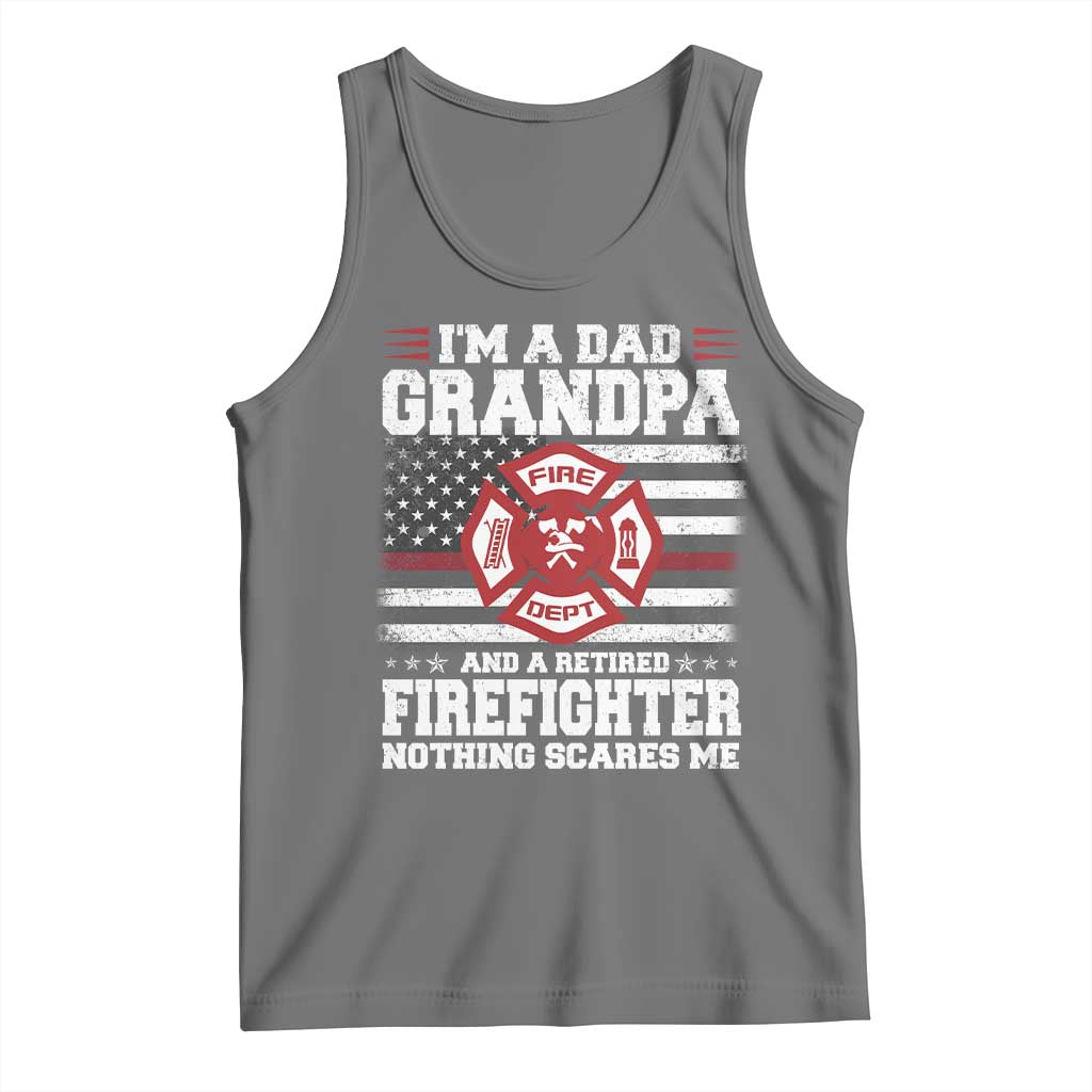 Retired Firefighter Grandpa Tank Top Retro American Flag TS10 Black Heather Print Your Wear
