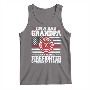 Retired Firefighter Grandpa Tank Top Retro American Flag TS10 Deep Heather Print Your Wear