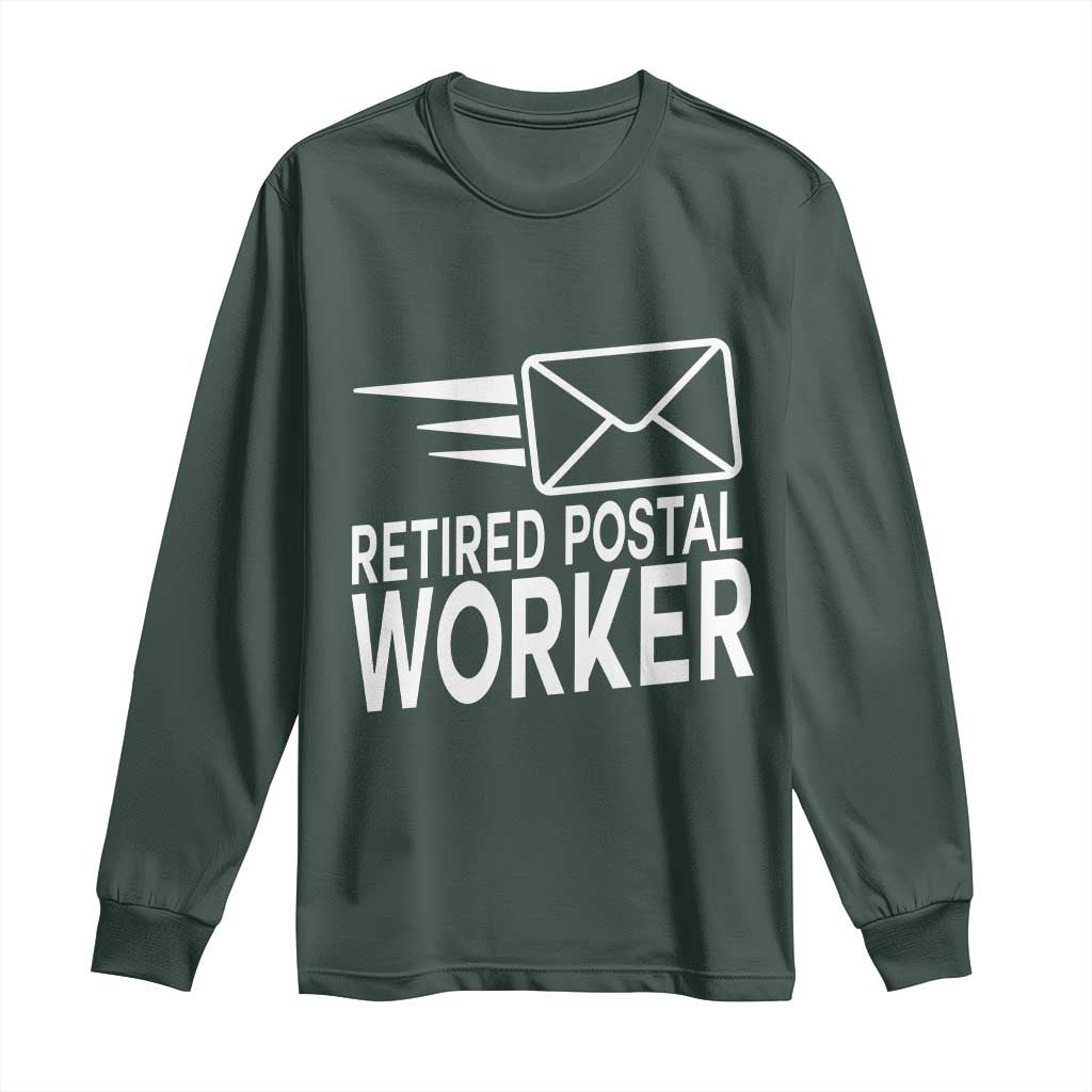 Retired Postal Worker Long Sleeve Shirt Mailman Postman Retirement Gifts TS10 Dark Forest Green Print Your Wear