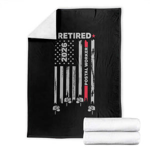 Retired Postal Worker 2026 Throw Blanket Retro US Flag Mailman Postman Retirement Gifts TS10 Black Print Your Wear