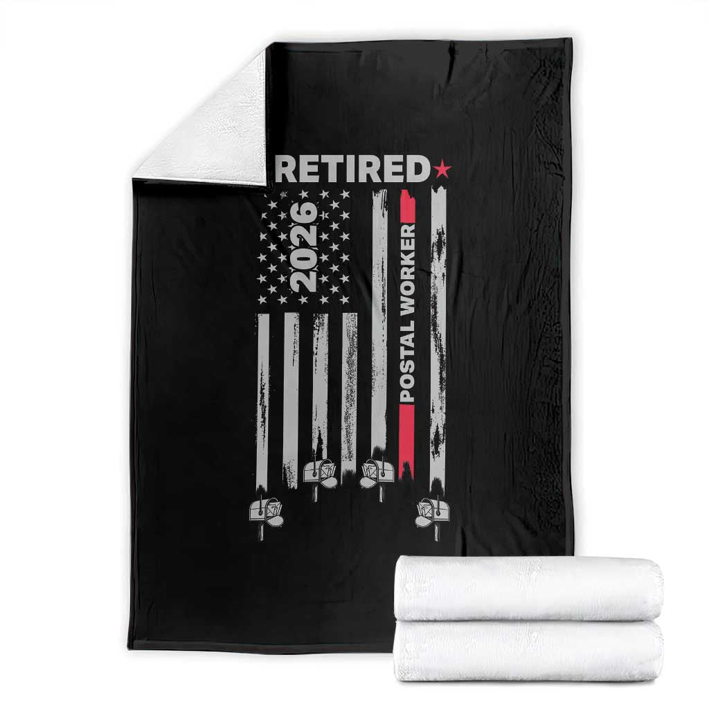 Retired Postal Worker 2026 Throw Blanket Retro US Flag Mailman Postman Retirement Gifts TS10 Black Print Your Wear