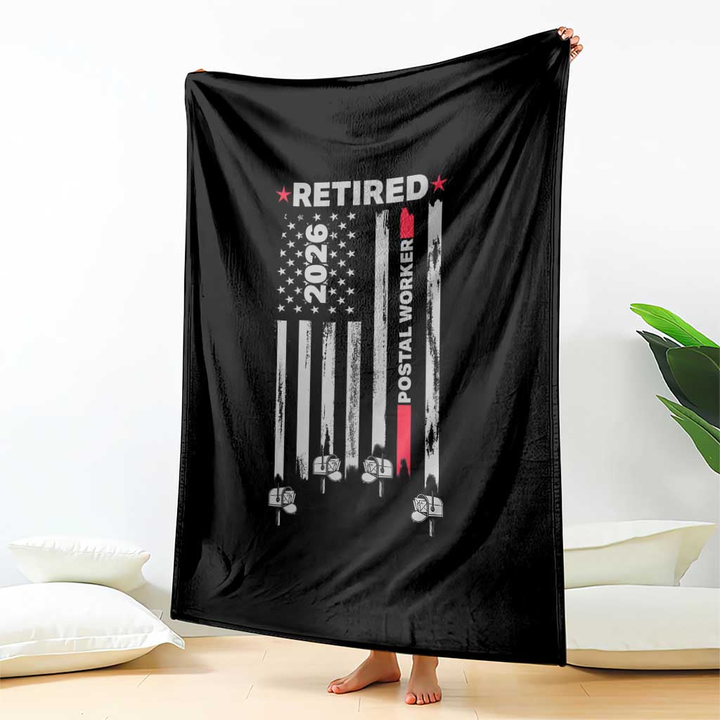 Retired Postal Worker 2026 Throw Blanket Retro US Flag Mailman Postman Retirement Gifts TS10 Print Your Wear