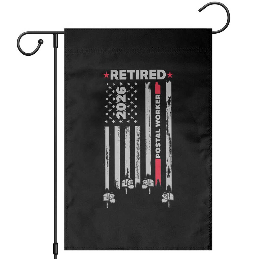 Retired Postal Worker 2026 Garden Flag Retro US Flag Mailman Postman Retirement Gifts TS10 Black Print Your Wear