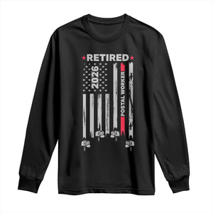 Retired Postal Worker 2026 Long Sleeve Shirt Retro US Flag Mailman Postman Retirement Gifts TS10 Black Print Your Wear