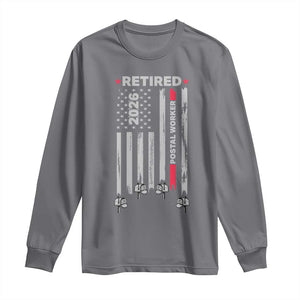Retired Postal Worker 2026 Long Sleeve Shirt Retro US Flag Mailman Postman Retirement Gifts TS10 Charcoal Print Your Wear