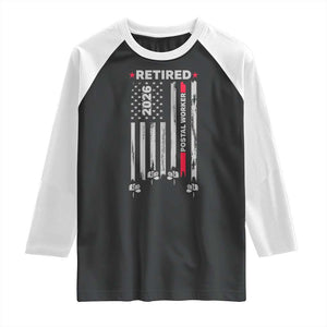Retired Postal Worker 2026 Raglan Shirt Retro US Flag Mailman Postman Retirement Gifts TS10 Black White Print Your Wear