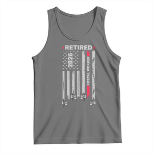 Retired Postal Worker 2026 Tank Top Retro US Flag Mailman Postman Retirement Gifts TS10 Black Heather Print Your Wear