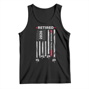 Retired Postal Worker 2026 Tank Top Retro US Flag Mailman Postman Retirement Gifts TS10 Black Print Your Wear