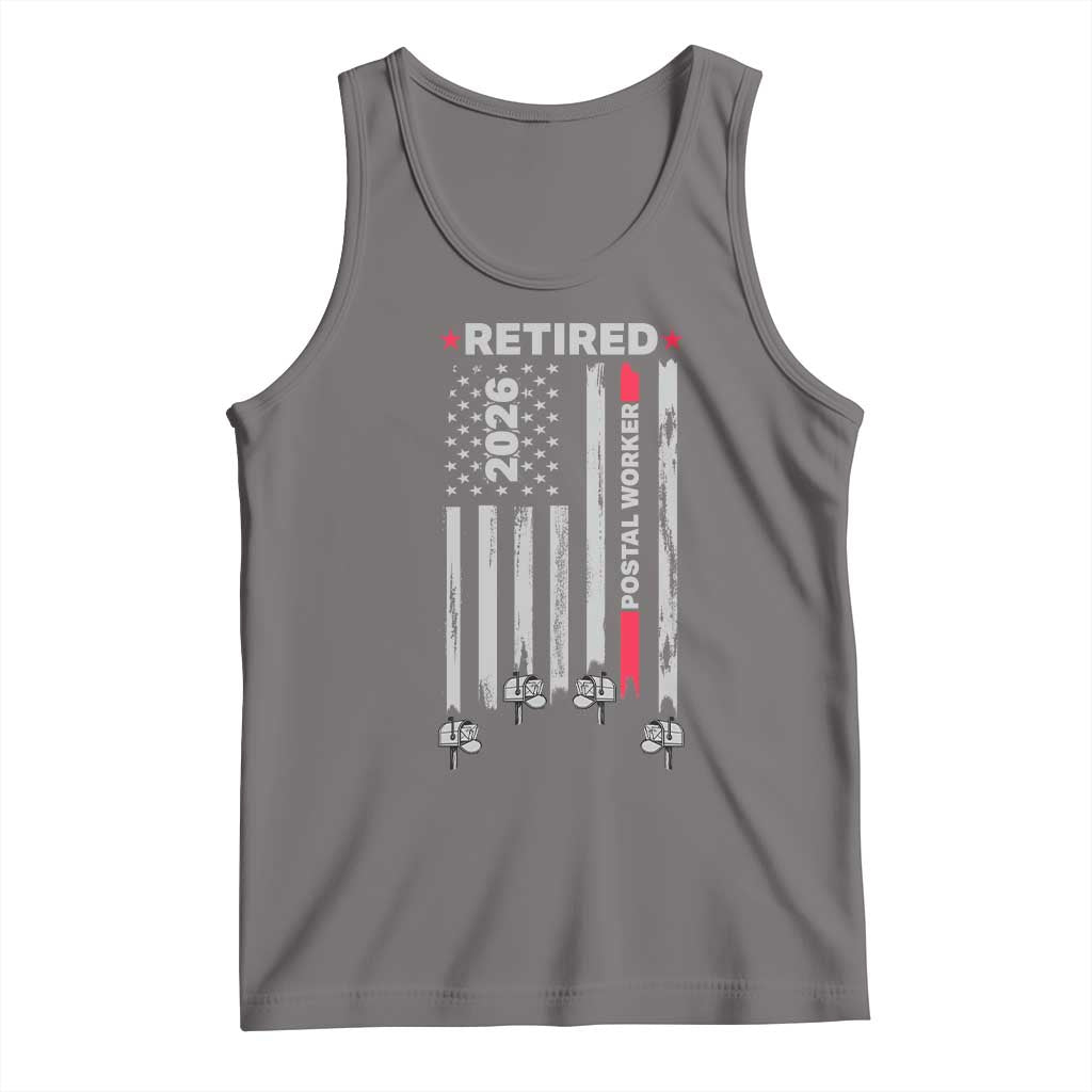 Retired Postal Worker 2026 Tank Top Retro US Flag Mailman Postman Retirement Gifts TS10 Deep Heather Print Your Wear