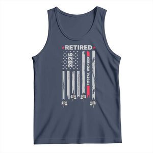 Retired Postal Worker 2026 Tank Top Retro US Flag Mailman Postman Retirement Gifts TS10 Navy Print Your Wear