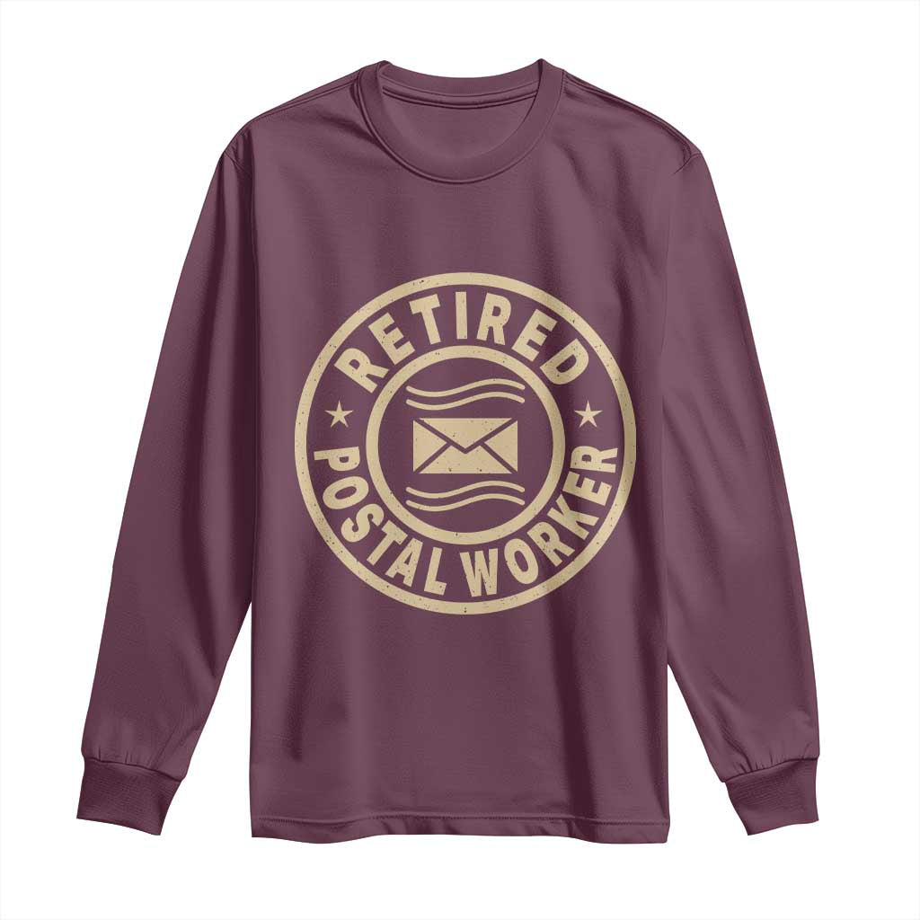 Retired Postal Worker Long Sleeve Shirt Mailman Postman Vintage Retirement Gifts TS10 Maroon Print Your Wear