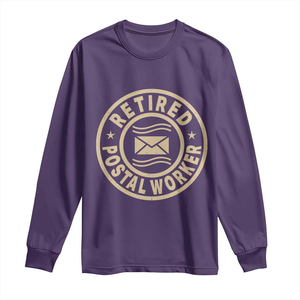 Retired Postal Worker Long Sleeve Shirt Mailman Postman Vintage Retirement Gifts TS10 Purple Print Your Wear