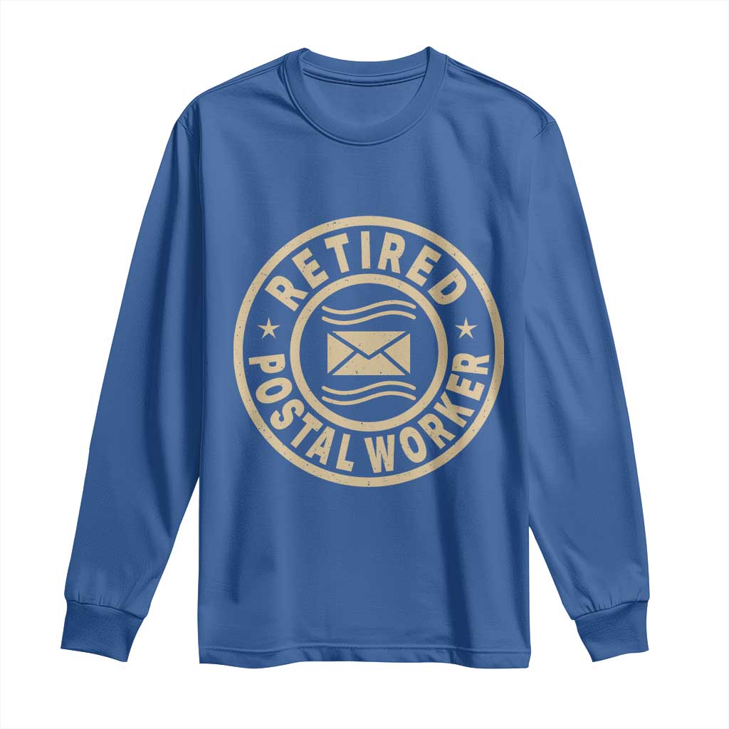Retired Postal Worker Long Sleeve Shirt Mailman Postman Vintage Retirement Gifts TS10 Royal Blue Print Your Wear