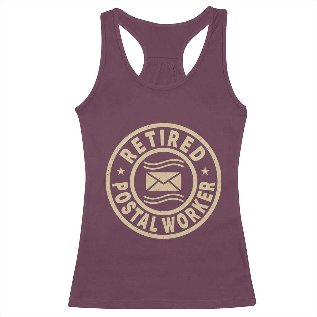 Retired Postal Worker Racerback Tank Top Mailman Postman Vintage Retirement Gifts TS10 Maroon Print Your Wear