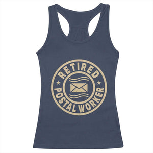 Retired Postal Worker Racerback Tank Top Mailman Postman Vintage Retirement Gifts TS10 Navy Print Your Wear