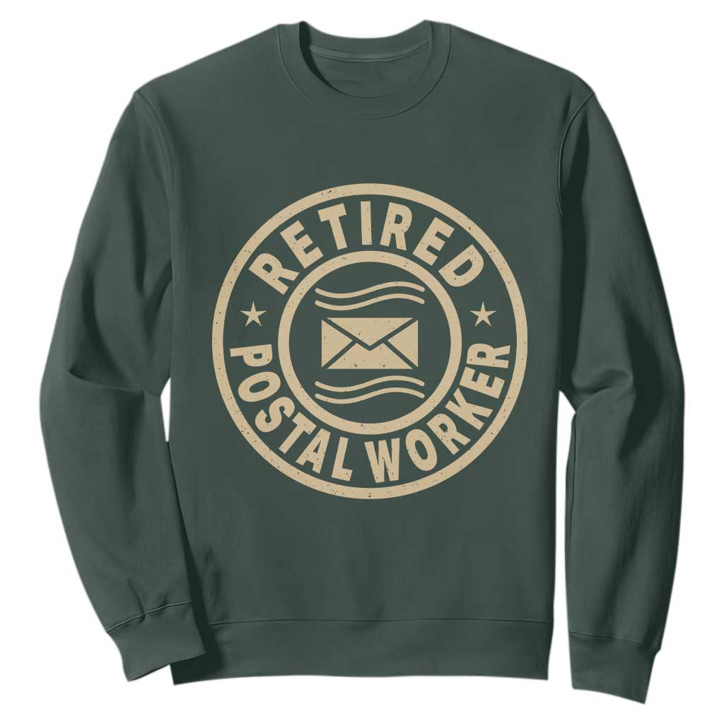 Retired Postal Worker Sweatshirt Mailman Postman Vintage Retirement Gifts TS10 Dark Forest Green Print Your Wear