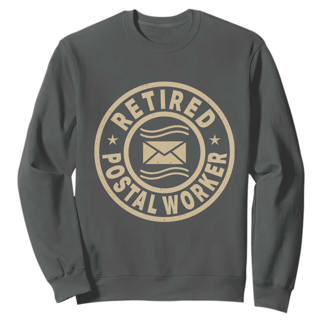 Retired Postal Worker Sweatshirt Mailman Postman Vintage Retirement Gifts TS10 Dark Heather Print Your Wear