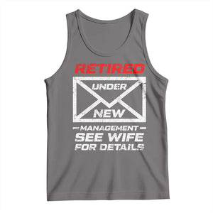 Mens Postal Worker Retirement Tank Top Retired Under New Management Funny Dad Humor TS10 Deep Heather Print Your Wear
