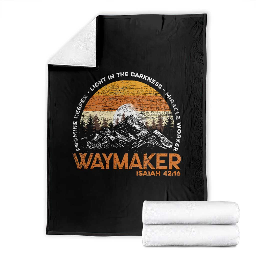 Vintage Christian Throw Blanket Isaiah 42:16 Waymaker Promise Keeper Miracle Worker TS10 Black Print Your Wear