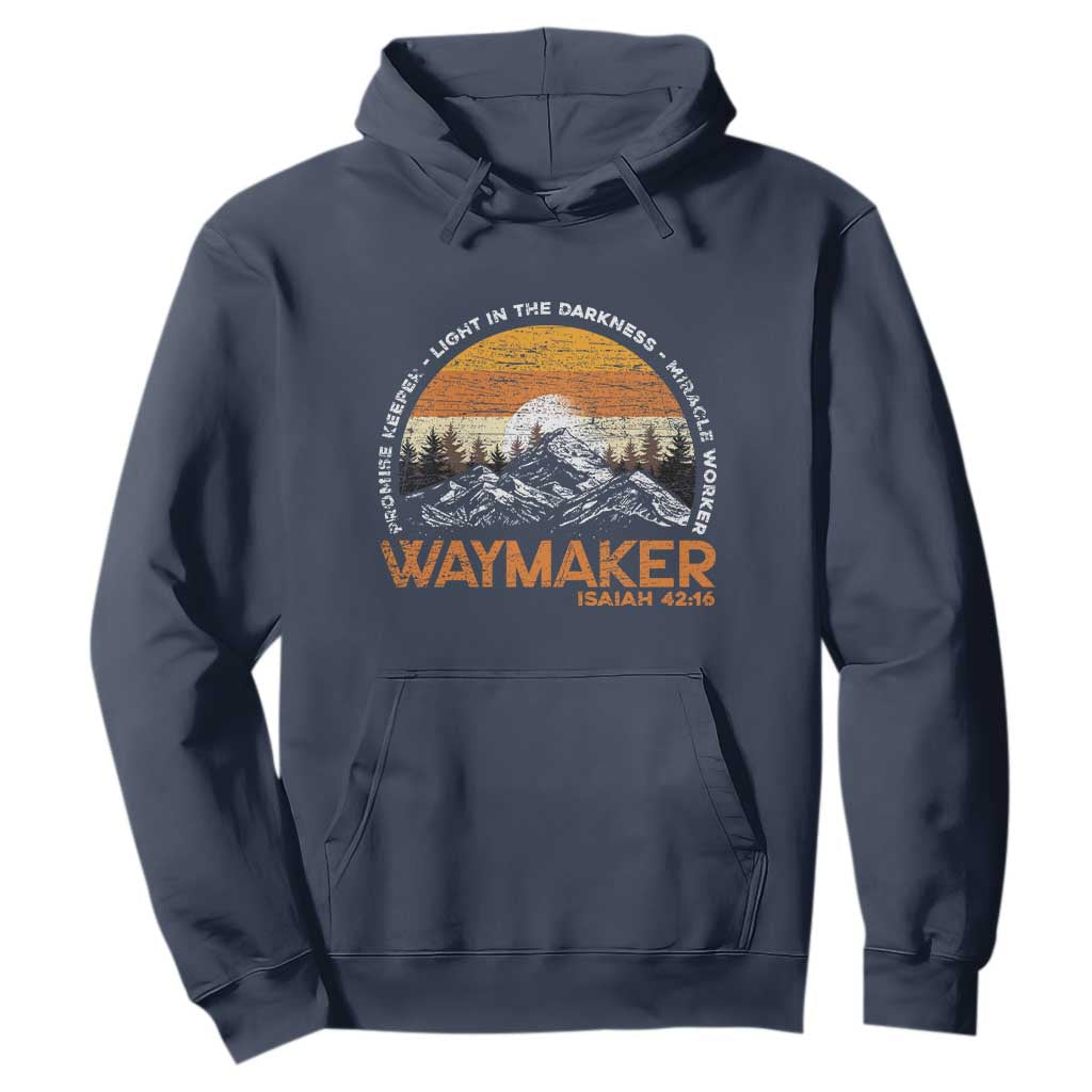 Vintage Christian Hoodie Isaiah 42:16 Waymaker Promise Keeper Miracle Worker TS10 Navy Print Your Wear