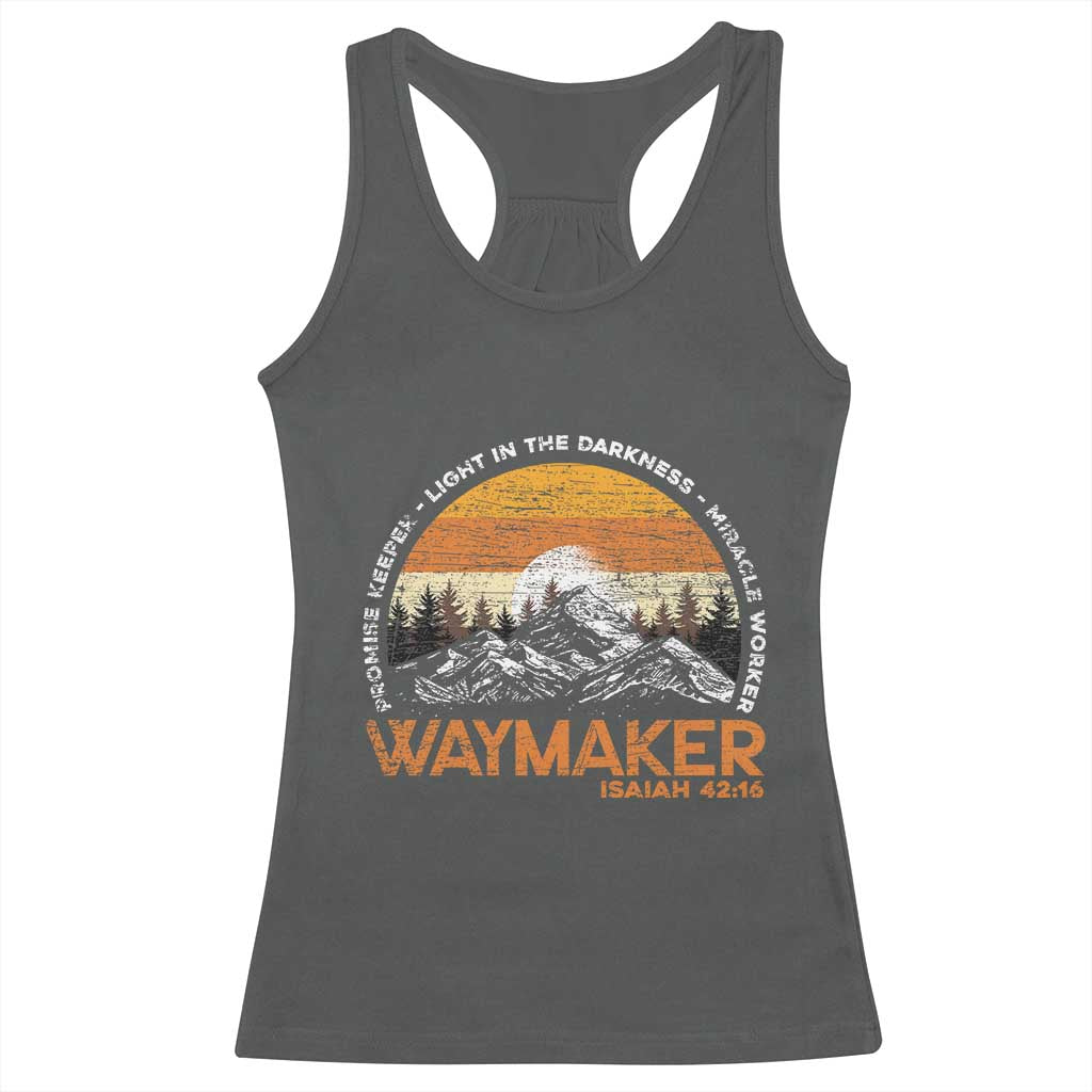 Vintage Christian Racerback Tank Top Isaiah 42:16 Waymaker Promise Keeper Miracle Worker TS10 Dark Heather Print Your Wear