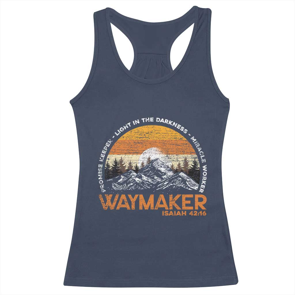 Vintage Christian Racerback Tank Top Isaiah 42:16 Waymaker Promise Keeper Miracle Worker TS10 Navy Print Your Wear