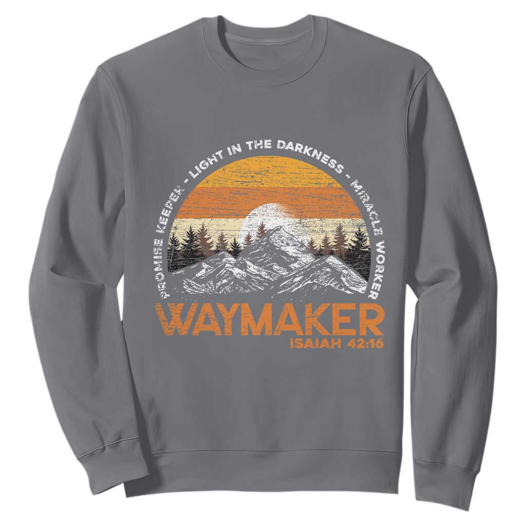 Vintage Christian Sweatshirt Isaiah 42:16 Waymaker Promise Keeper Miracle Worker TS10 Charcoal Print Your Wear