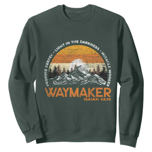 Vintage Christian Sweatshirt Isaiah 42:16 Waymaker Promise Keeper Miracle Worker TS10 Dark Forest Green Print Your Wear