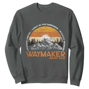 Vintage Christian Sweatshirt Isaiah 42:16 Waymaker Promise Keeper Miracle Worker TS10 Dark Heather Print Your Wear
