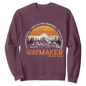 Vintage Christian Sweatshirt Isaiah 42:16 Waymaker Promise Keeper Miracle Worker TS10 Maroon Print Your Wear
