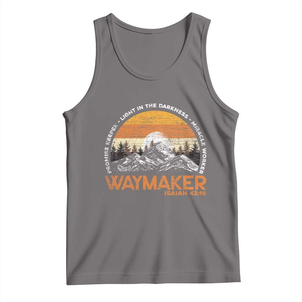 Vintage Christian Tank Top Isaiah 42:16 Waymaker Promise Keeper Miracle Worker TS10 Deep Heather Print Your Wear