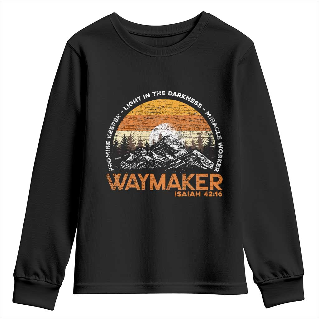 Vintage Christian Youth Sweatshirt Isaiah 42:16 Waymaker Promise Keeper Miracle Worker TS10 Black Print Your Wear