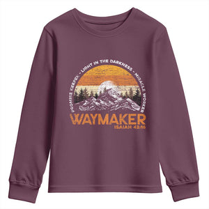 Vintage Christian Youth Sweatshirt Isaiah 42:16 Waymaker Promise Keeper Miracle Worker TS10 Maroon Print Your Wear