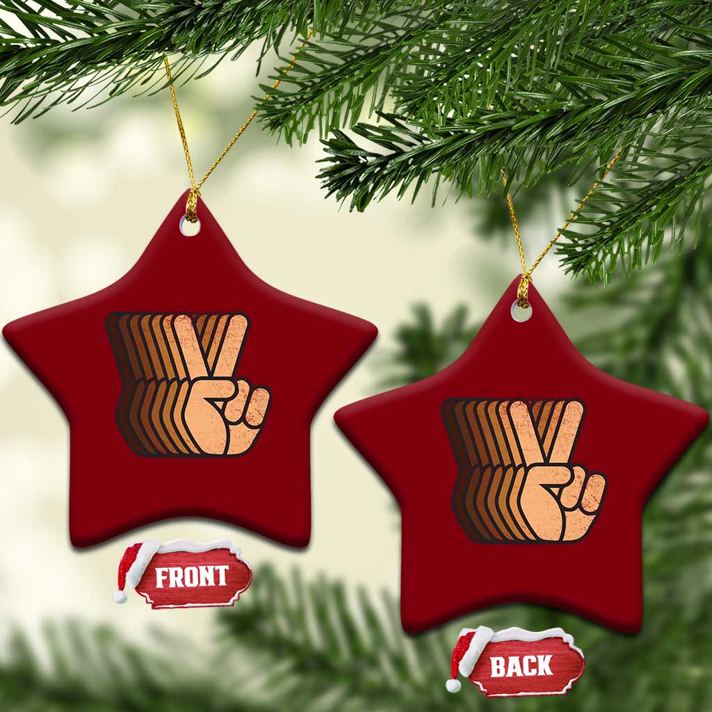 Retro Equality for All Ceramic Ornament Peace Sign V Fingers Skin Tone Hands Vintage TS10 Print Your Wear