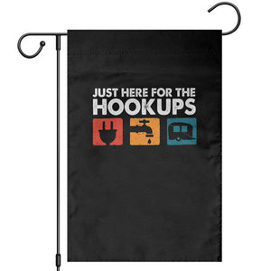 Camping RV Garden Flag Funny Just Here for The Hookups Caravan Motorhome TS10 Black Print Your Wear