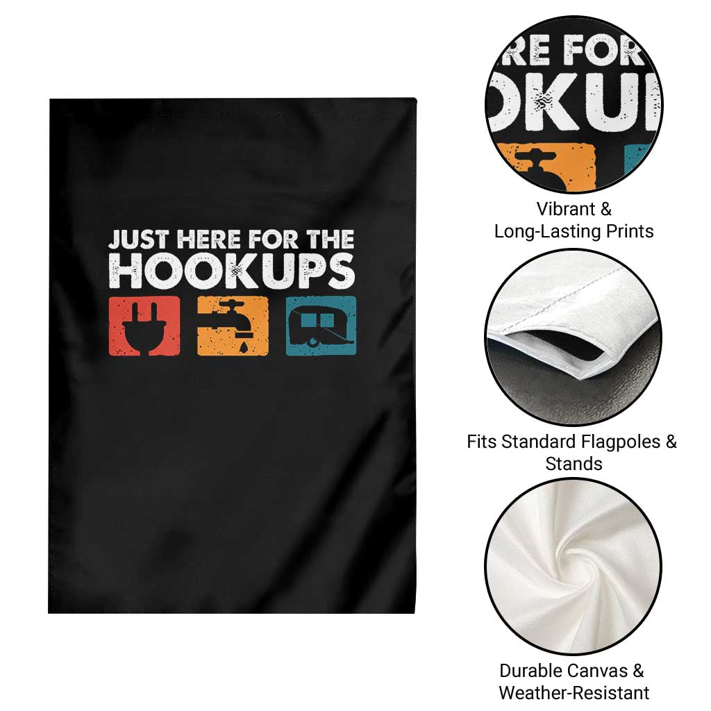 Camping RV Garden Flag Funny Just Here for The Hookups Caravan Motorhome TS10 Print Your Wear