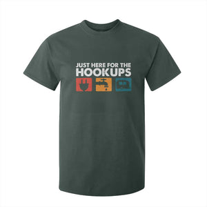 Camping RV T Shirt For Kid Funny Just Here for The Hookups Caravan Motorhome TS10 Dark Forest Green Print Your Wear