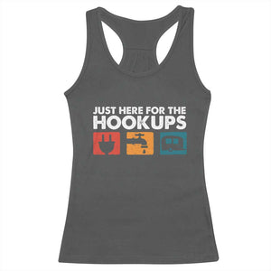 Camping RV Racerback Tank Top Funny Just Here for The Hookups Caravan Motorhome TS10 Dark Heather Print Your Wear