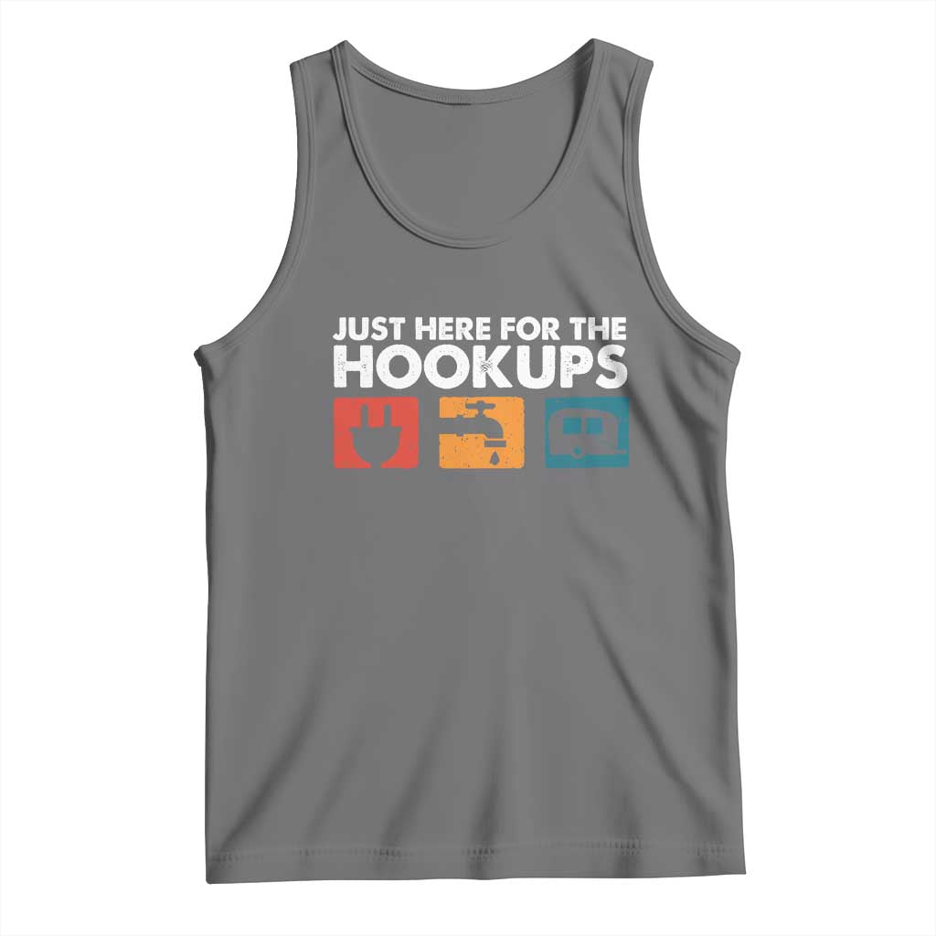 Camping RV Tank Top Funny Just Here for The Hookups Caravan Motorhome TS10 Black Heather Print Your Wear
