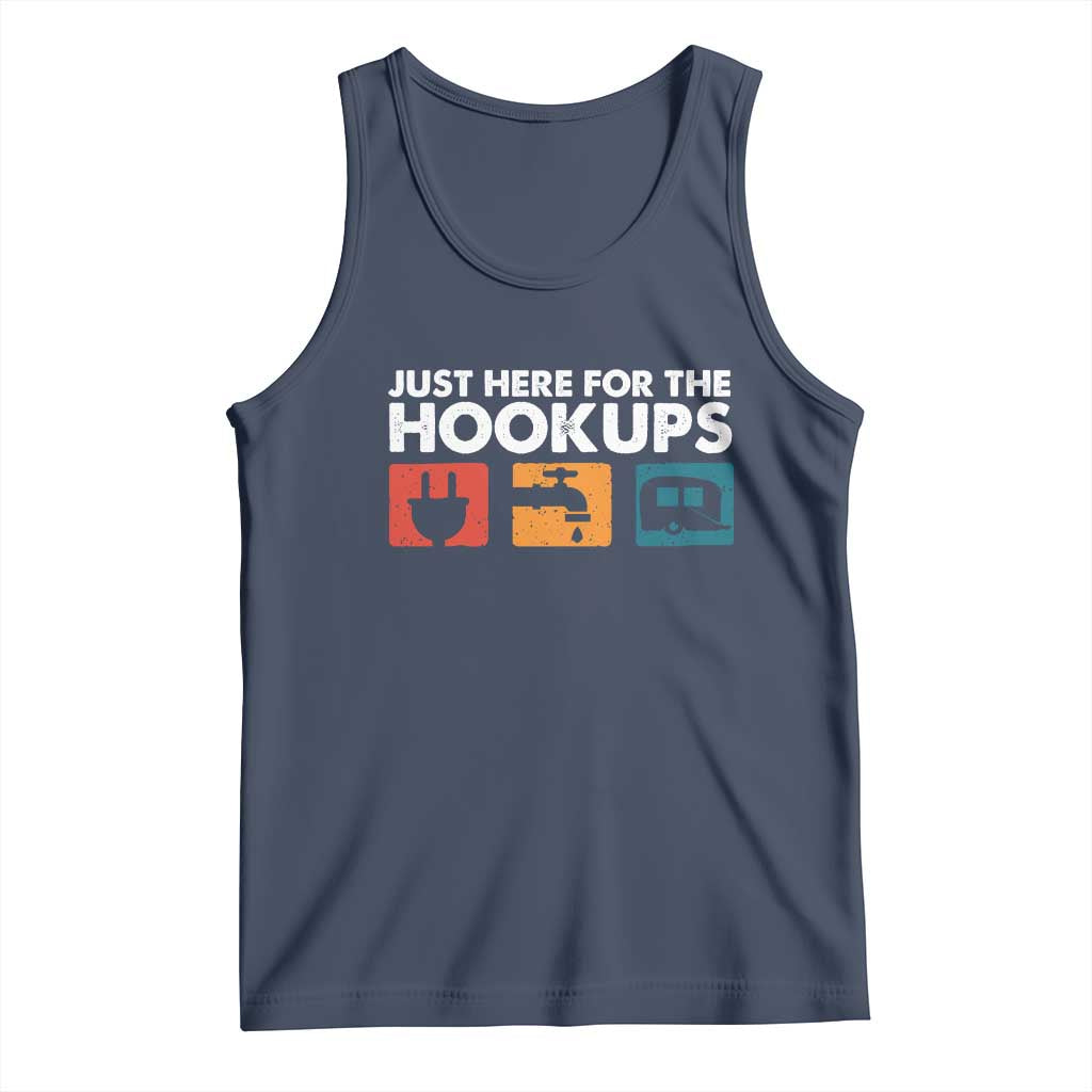 Camping RV Tank Top Funny Just Here for The Hookups Caravan Motorhome TS10 Navy Print Your Wear