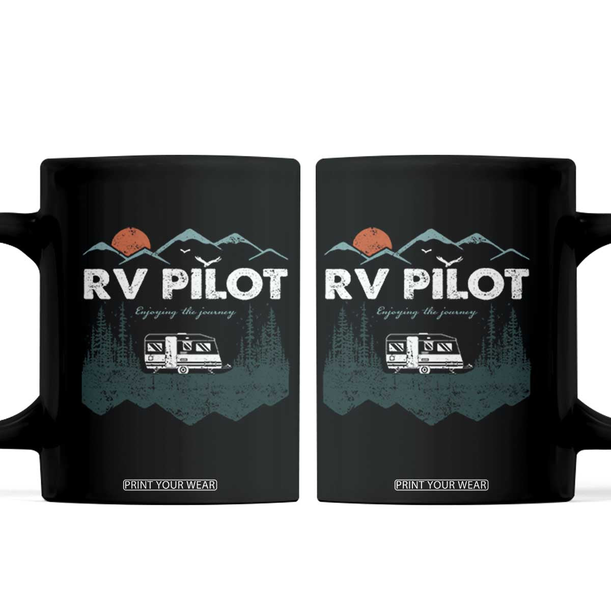 RV Pilot Camping Coffee Mug Retro Motorhome Travel Vacation Gift TS10 Black Print Your Wear