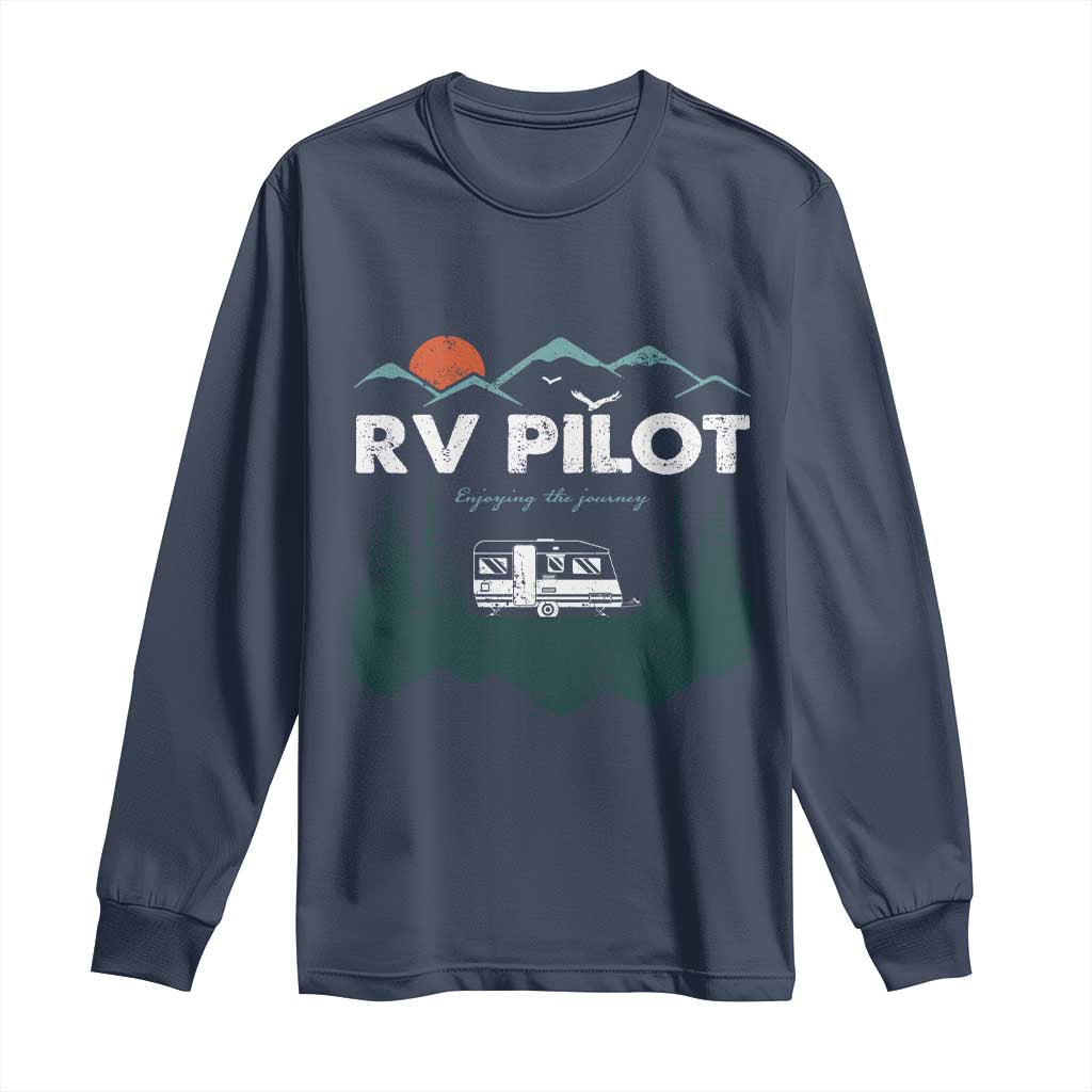 RV Pilot Camping Long Sleeve Shirt Retro Motorhome Travel Vacation Gift TS10 Navy Print Your Wear