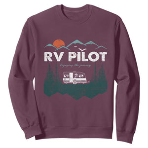 RV Pilot Camping Sweatshirt Retro Motorhome Travel Vacation Gift TS10 Maroon Print Your Wear