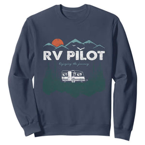 RV Pilot Camping Sweatshirt Retro Motorhome Travel Vacation Gift TS10 Navy Print Your Wear