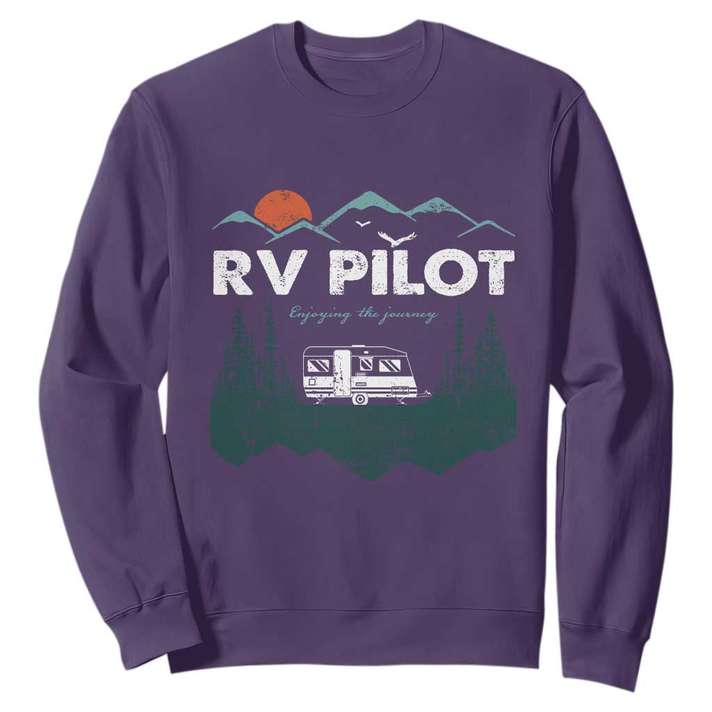 RV Pilot Camping Sweatshirt Retro Motorhome Travel Vacation Gift TS10 Purple Print Your Wear