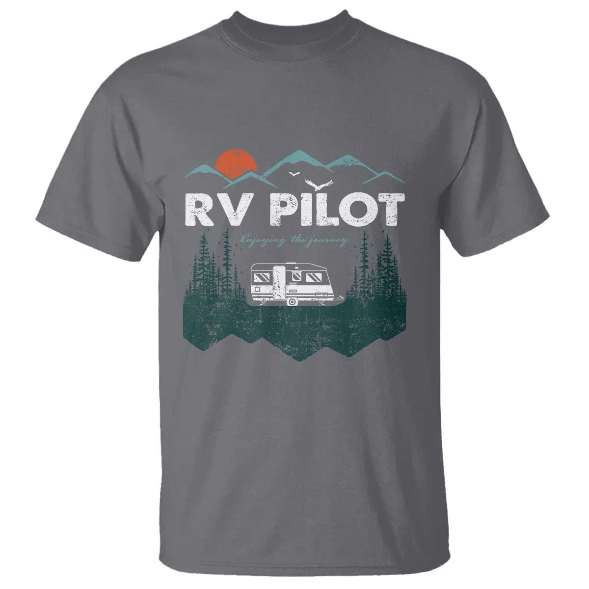 RV Pilot Camping T Shirt Retro Motorhome Travel Vacation Gift TS10 Charcoal Print Your Wear
