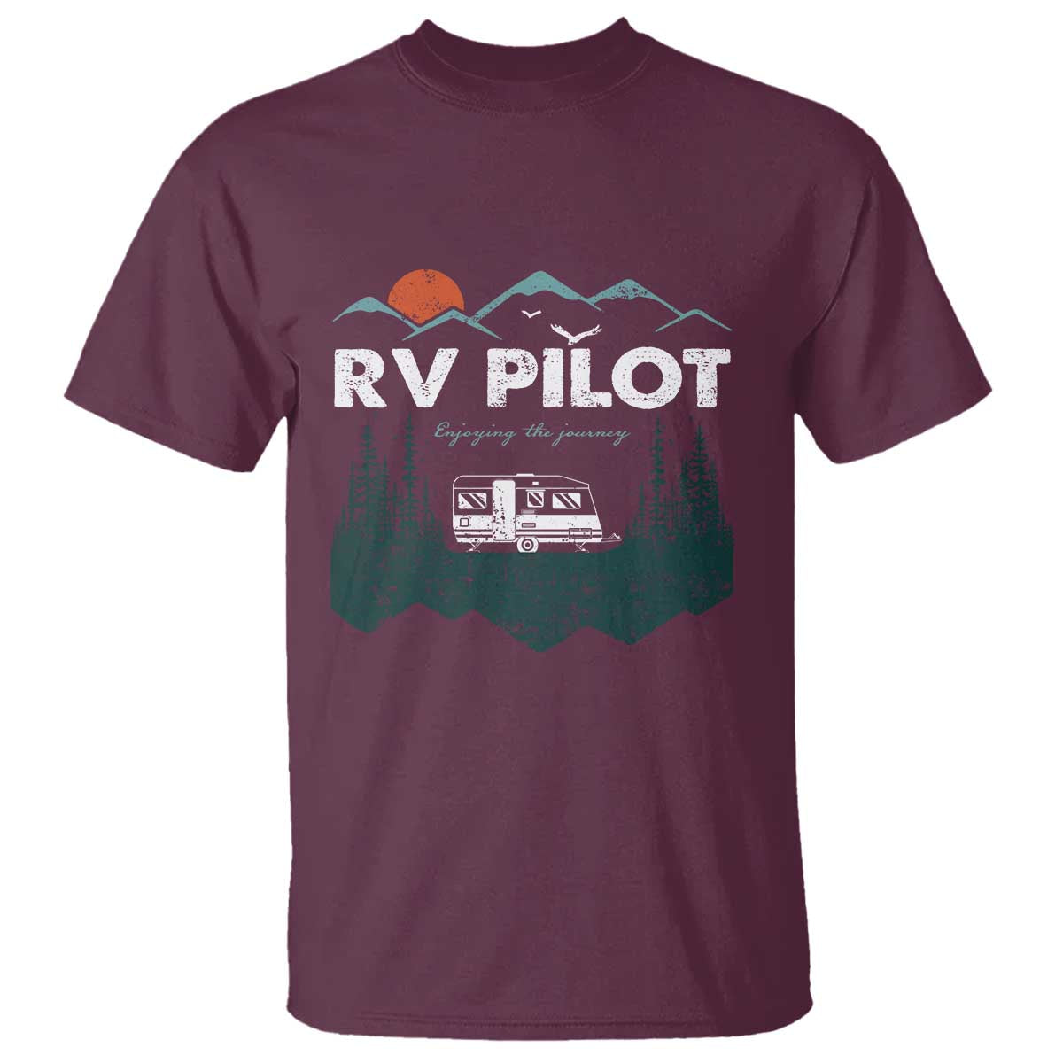 RV Pilot Camping T Shirt Retro Motorhome Travel Vacation Gift TS10 Maroon Print Your Wear