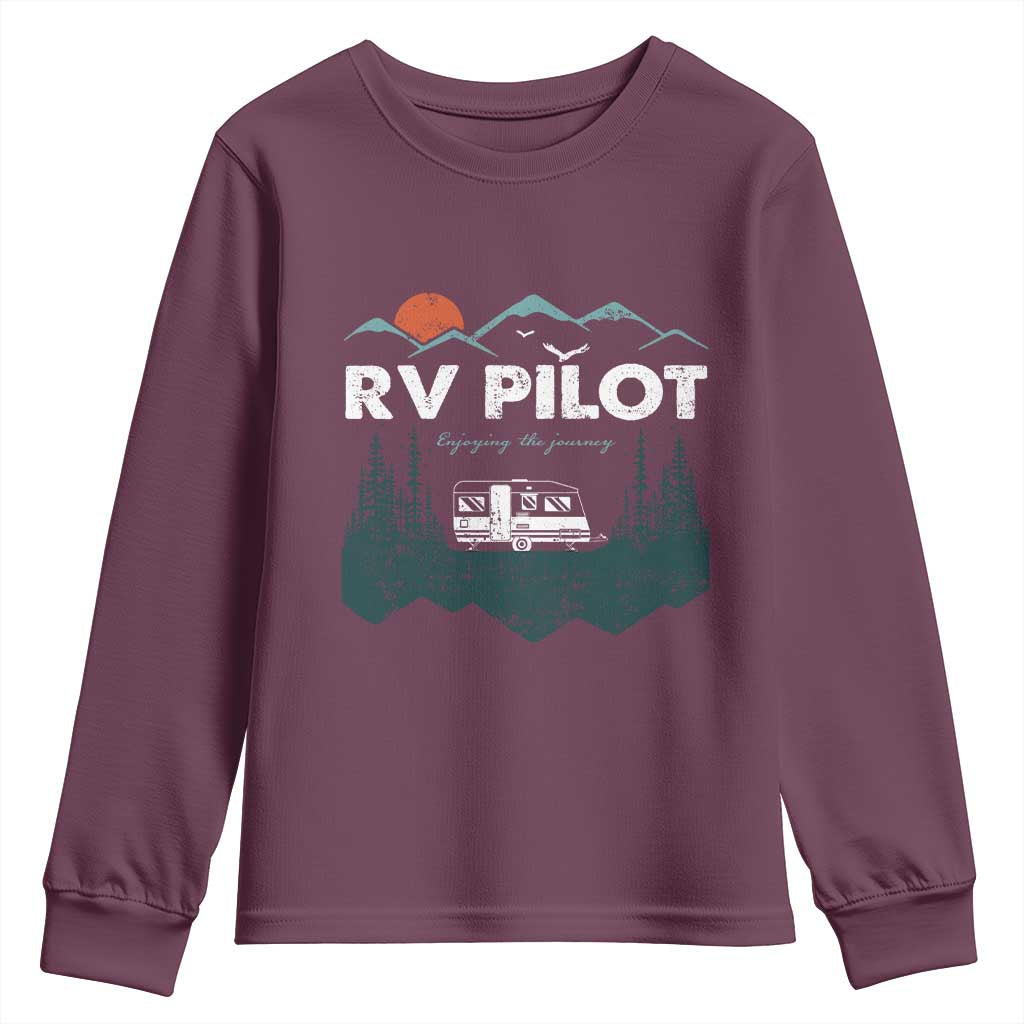 RV Pilot Camping Youth Sweatshirt Retro Motorhome Travel Vacation Gift TS10 Maroon Print Your Wear